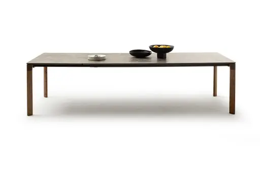 Esstisch 3400 - LB ca. 220x100 cm, ausziehbar, Keramik schwarz, Nussbaum