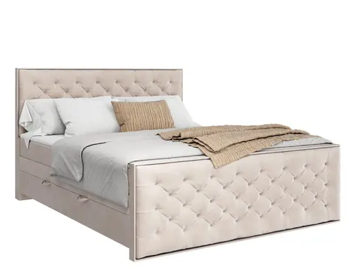 Boxspringbett- Liegefläche ca. 200x200 cm, Stoff, Creme