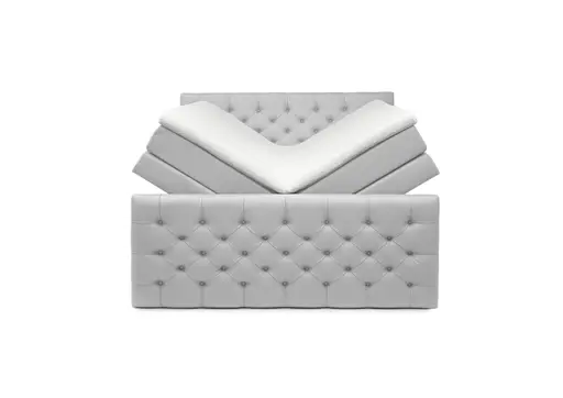 Boxspringbett SANDRIN E- Liegefläche ca. 200x200 cm, Stoff, Hellgrau, inkl. Stauraum und Fußteil