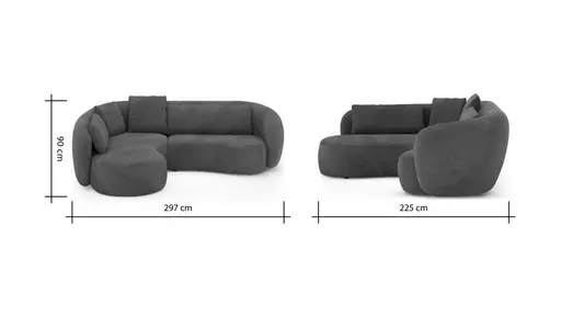 Ecksofa Karasu - Ottomane links mit 3-Sitzer rechts, Stoff, Taupe