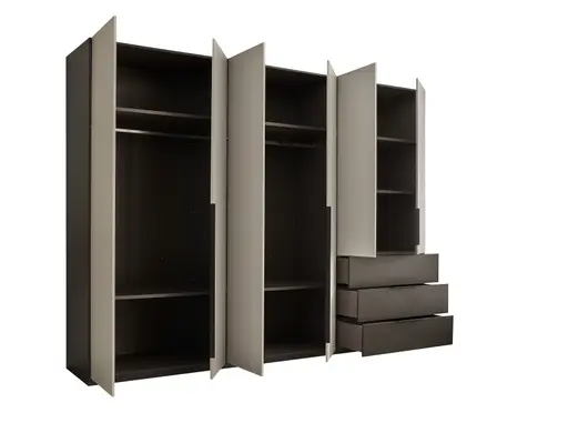Drehtürenschrank- B ca. 300 cm, Graphit, Hellgrau