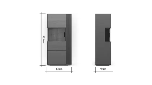 Vitrine Estana - Eiche massiv, Anthrazit