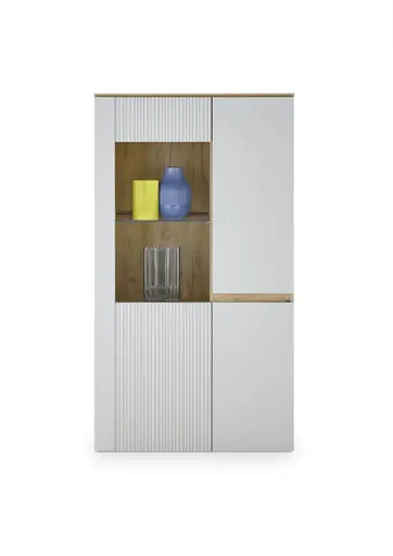 Vitrine- Eiche Dekor, Hellgrau