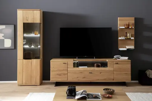 Wohnwand - Eiche teilmassiv