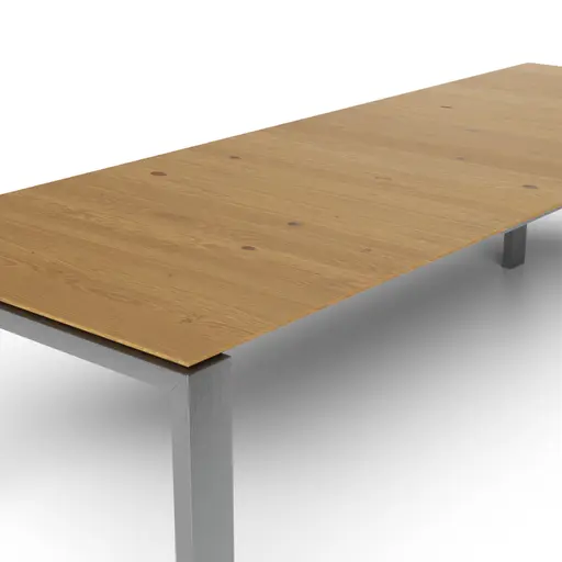 Esstisch 3400 - LB ca. 180x100 cm, ausziehbar, Asteiche massiv, 4-Fuss, Edelstahl