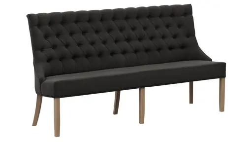 Polsterbank Litchfield - B. ca. 200cm, Stoff, Schwarzgrau