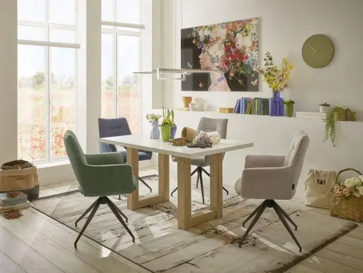 Armlehnstuhl MALEEN - drehbar, Stoff, Hellgrau