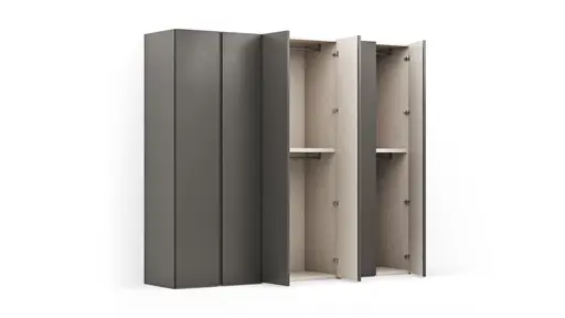 Drehtürenschrank Loretto - B ca. 280 cm, Melamin matt, Anthrazit