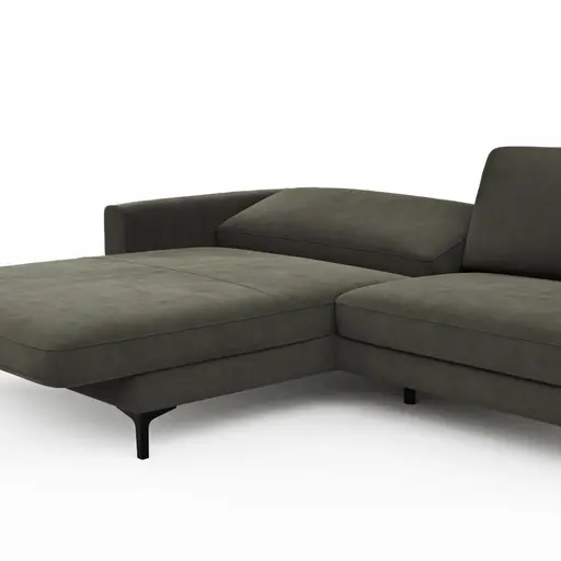 Ecksofa Oviedo - Longchair links mit 1,5-Sitzer inkl. Relaxfunktion (motorisch), Stoff, Braungrün