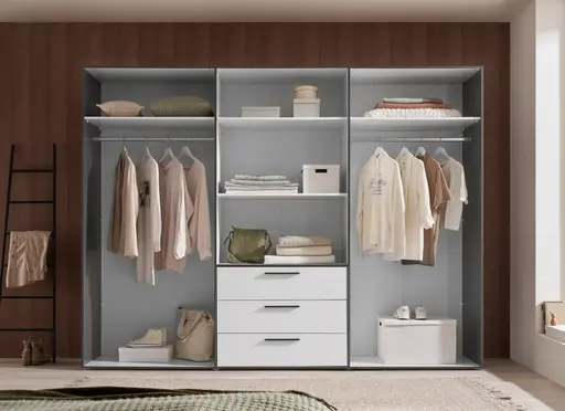 Drehtürenschrank- B ca. 270 cm, Graphit, Weiß