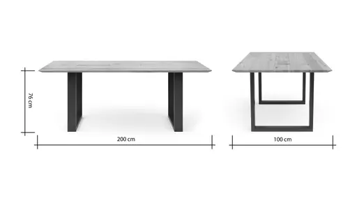 Esstisch Clifton - mit Einsätzen, LB ca. 200x100 cm, Wildeiche massiv, natur geölt