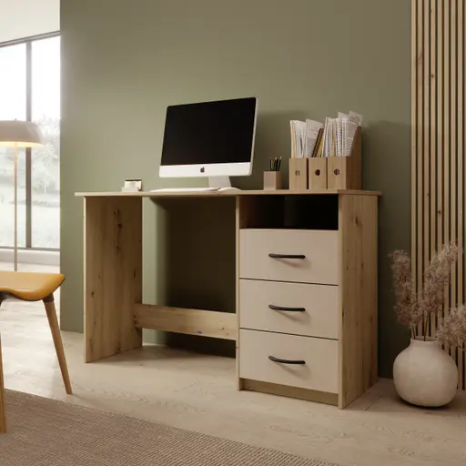 Schreibtisch - LB ca. 123x50 cm, Eiche Dekor, Kaschmir