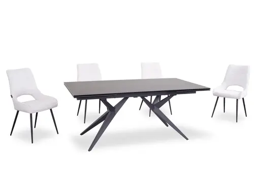 Esstisch MICHELA - ausziehbar, LB ca. 180x95 cm, Glaskeramik, Dunkelgrau