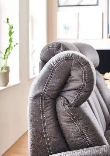 Trapezsofa - 2-Sitzer inkl. Kopfteil verstellbar, Stoff, Anthrazit