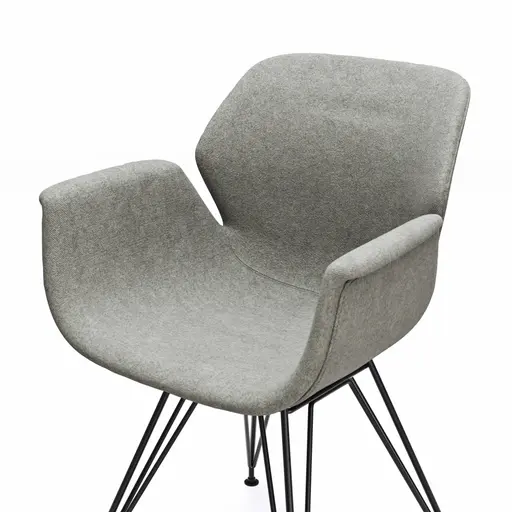 Armlehnstuhl Tooon - Stoff Kristallgrau, Gestell Metall, Schwarz