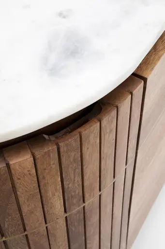 Sideboard- Massivholz, Mango, Gebeizt, Marmorplatte