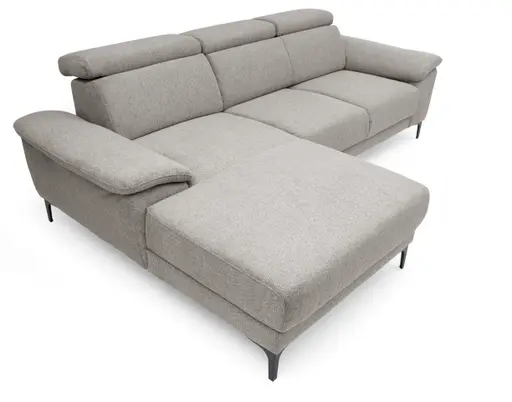 Ecksofa EZRA - Ecke links, 2-Sitzer inkl. Kopfteilverstellungen, Sitzvorzug, Relaxfunktion, Stoff, Koralle