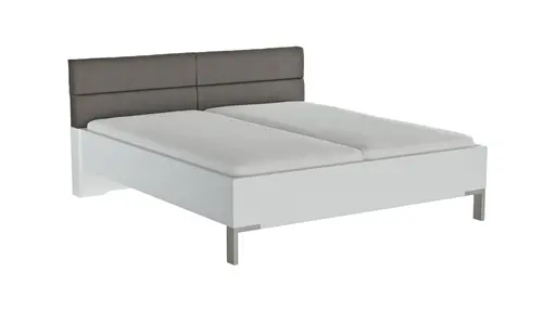 Bett Viana - Liegefläche ca. 180x200 cm, Holzwerkstoff Weiß, Kunstleder Anthrazit