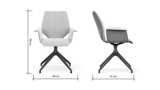 Armlehnstuhl Penthouse - Stoff, Hellgrau, Leder, Grau