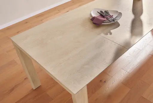 Esstisch Cambre - LB ca. 220x90 cm, ausziehbar, Keramik, Beige