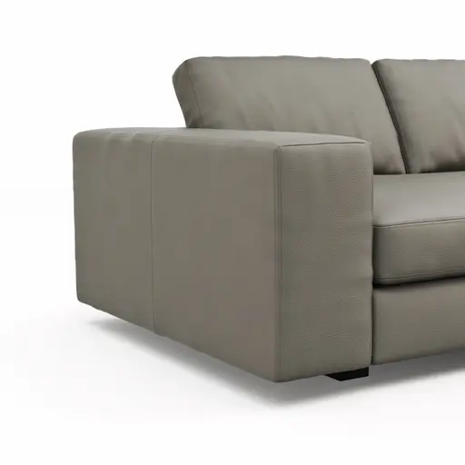Ecksofa Aprino 1 - 2,5-Sitzer mit Longchair rechts, Leder, Grau