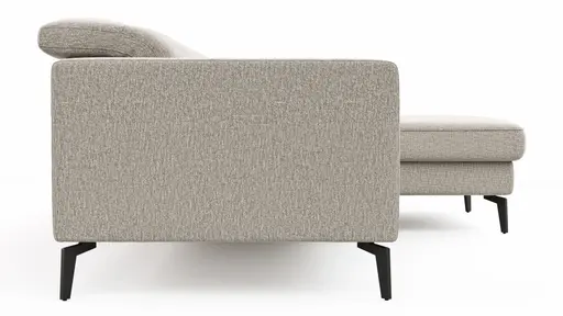 Ecksofa Rafaela 2.0 - 2,5-Sitzer mit Longchair rechts inkl. Sitzvorzug, Kopteilverstellung motorisch und Relaxfunktion motorisch im Longchair, Stoff, Champagner