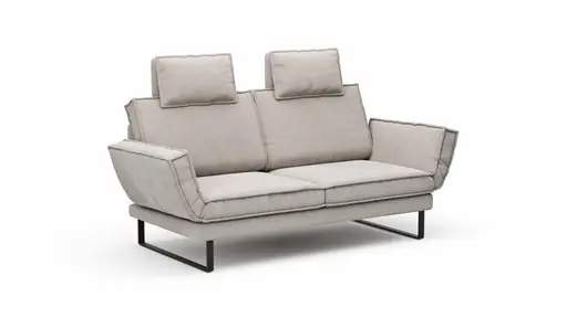Sofa My - 2,5-Sitzer mit Rückenlehne/Armlehne verstellbar und Drehsitze inkl. Kopfstütze, Stoff, Hellgrau