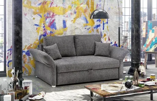 Sofa JORDEN - 2-Sitzer inkl. Schlaffunktion, verstellbaren Armlehnen, Stoff, Dunkelgrau