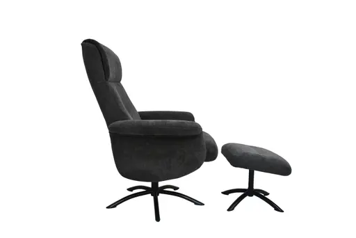 TV-Sessel MORTON mit Hocker - drehbar, Relaxfunktion, Stoff, Grau