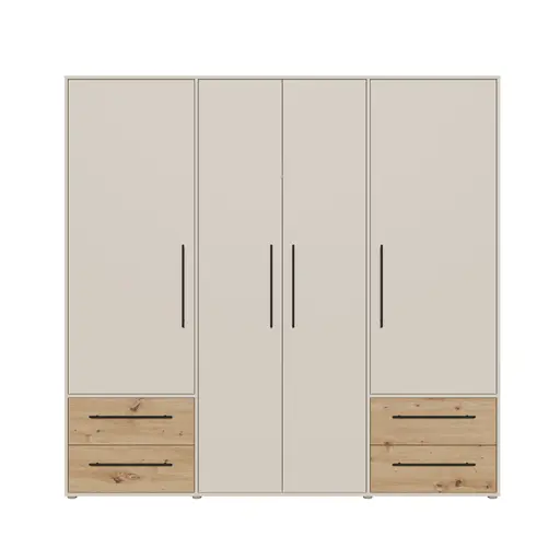  Drehtürenschrank FATHIE- B ca. 206 cm, Sand, Eiche Dekor