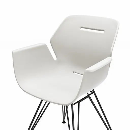 Armlehnstuhl Tooon - Kunststoffschale, Weiß, Gestell Metall, Schwarz