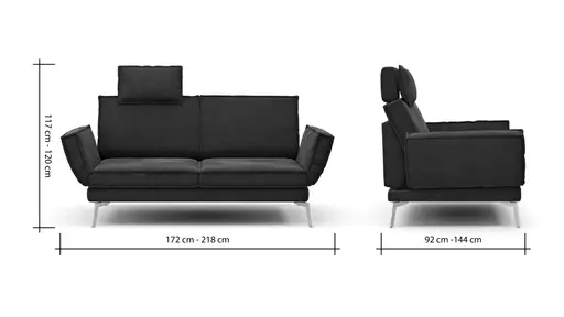 Sofa My - 2-Sitzer mit Rückenlehne/Armlehne verstellbar und Drehsitze, Stoff, Dunkelgrün