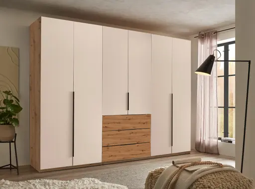 Drehtürenschrank- B ca. 300 cm, Eiche Dekor, Kaschmir