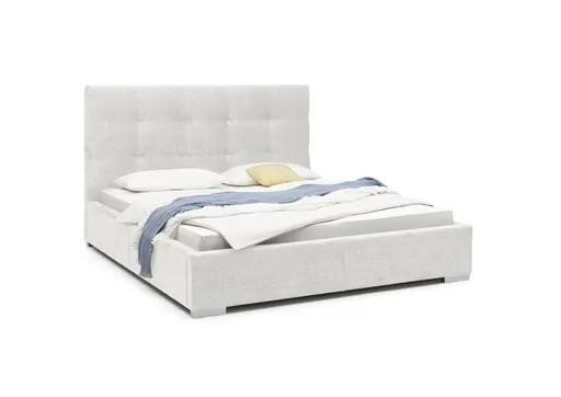   Bettgestell SANDRIN I- Liegefläche ca. 180x200 cm, Stoff, Weiß, inkl. Lattenrost und Stauraum