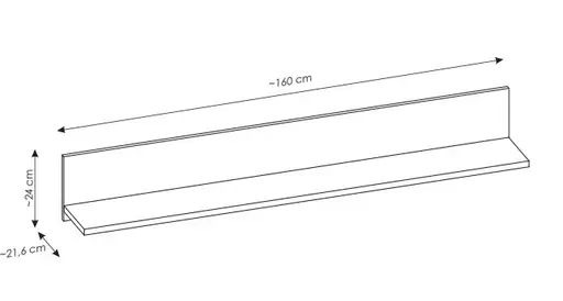 Wandboard  - B ca. 160 cm, Alpinweiß, Anthrazit