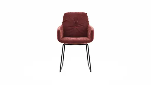 Armlehnstuhl Pelle - Stoff, Weinrot, Kufe, Schwarzgrau