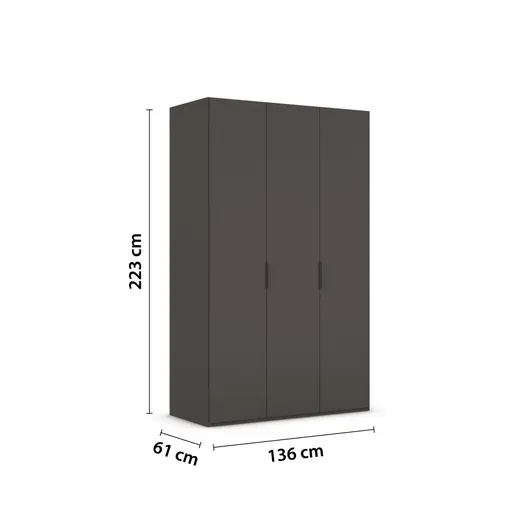 Drehtürenschrank ROVERO- B ca. 135 cm, Graphit