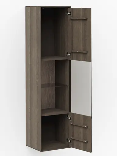 Hängevitrine Saratoga - Anschlag Rechts, Buche massiv, silbergrau geölt