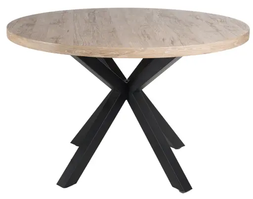 Esstisch - Ø/H ca. 120x76 cm, Wildeiche Nachbildung, Schwarz