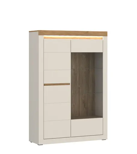 Vitrine - mit Beleuchtung, B ca. 104 cm, Kaschmir, Stone Eiche Nachbildung