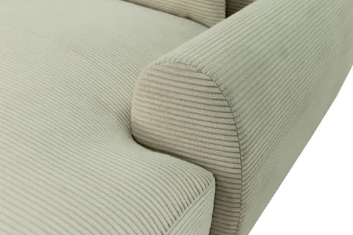 Ecksofa - 3-Sitzer mit Longchair rechts, Cord, Creme