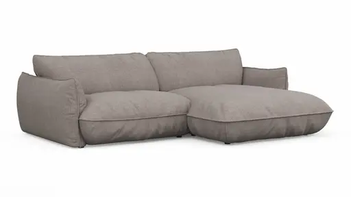 Ecksofa Fluffy - 2,5-Sitzer mit Longchair rechts inkl. Rückenlehne verstellbar, Stoff, Taupe