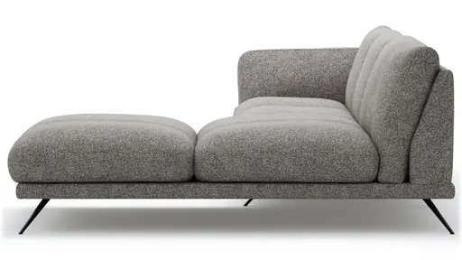 Ecksofa Valdemoro - 2,5-Sitzer mit Longchair rechts inkl. Rückenlehne verstellbar, Stoff, Grau