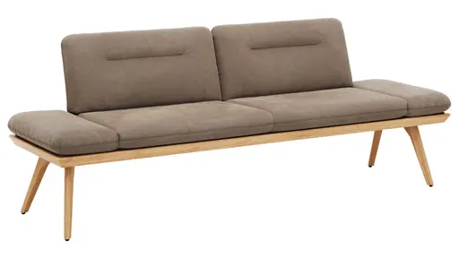 Bank Kamari - Breite ca. 228cm, Seitenteile verstellbar, Stoff, Schlamm