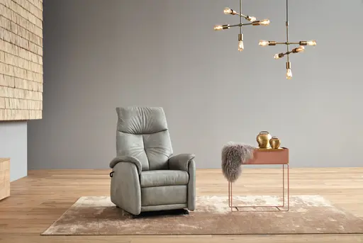 Fernsehsessel EM Bonn - Relaxfunktion (4-motorisch), Leder, Grau