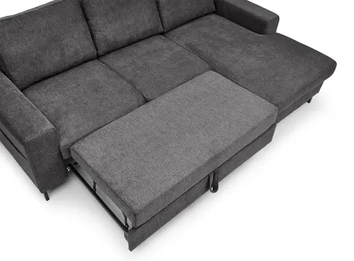 Ecksofa - 2-Sitzer mit Longchair rechts, Stoff, Anthrazit