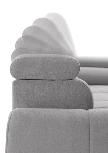 Ecksofa - Ecke links mit 2-Sitzer, Sitzvorzug motorisch, Kopfteil verstellbar, Stoff, Hellgrau