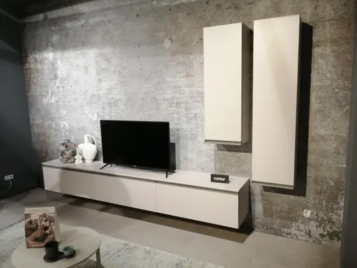 Wohnwand Venzone - B ca. 320 cm, Lack, Hellgrau