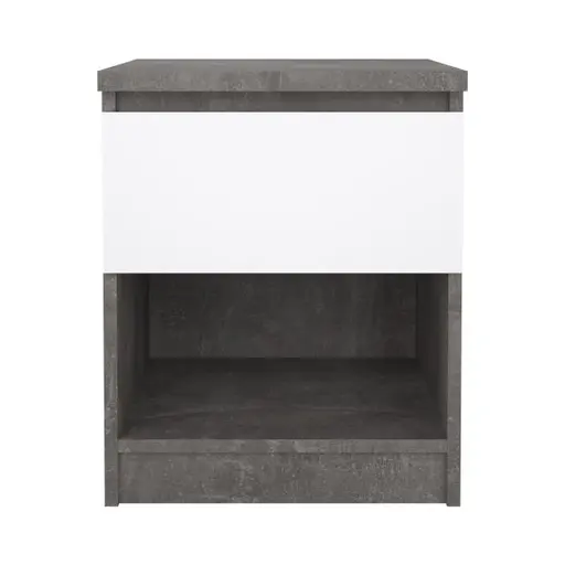 Nachtkonsole- B ca. 41 cm, Betonoptik, Weiß, Hochglanz