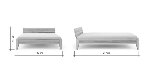 Bettgestell 1660 - Liegefläche ca. 140x200 cm, Kernbuche massiv, geölt